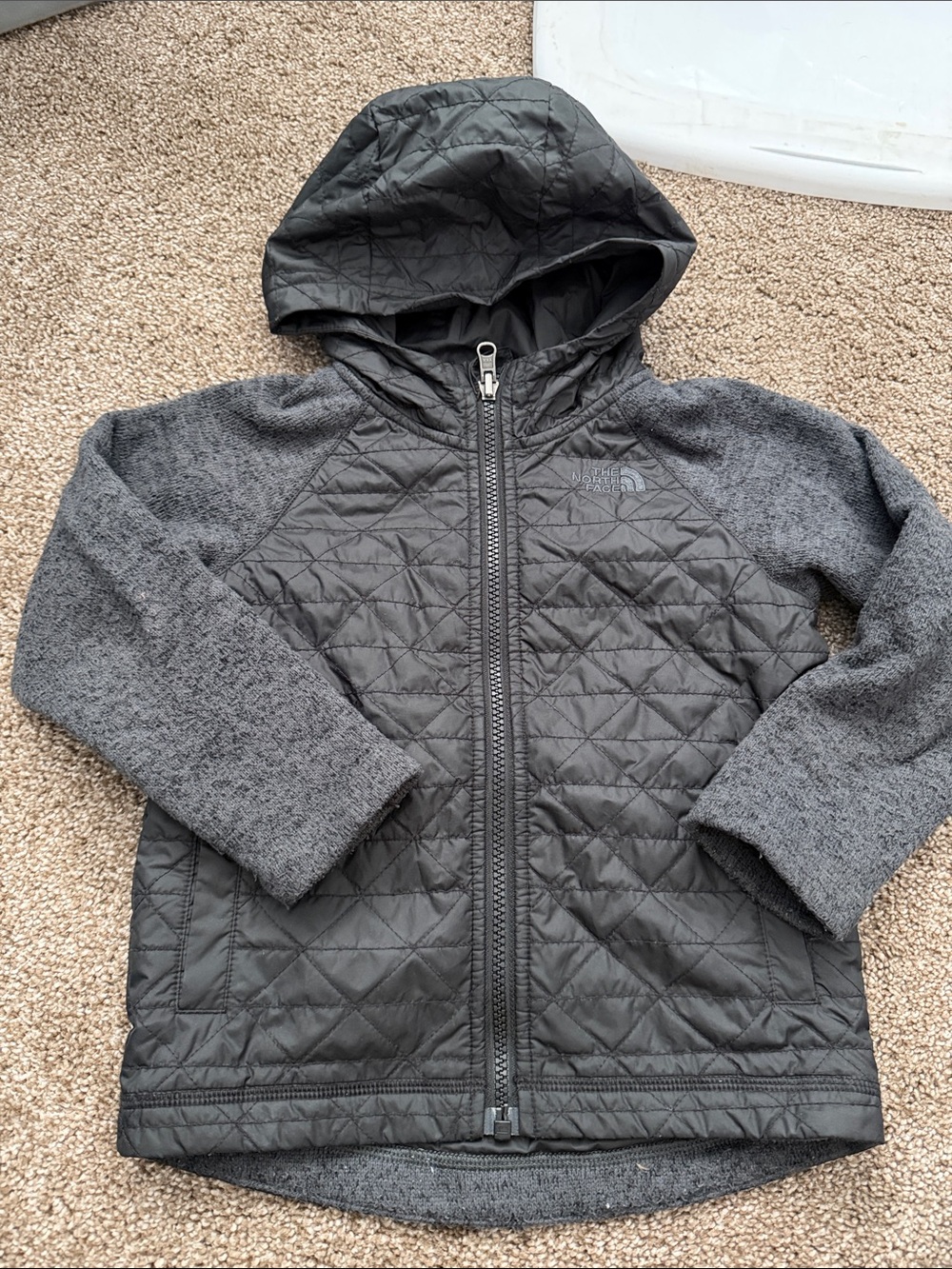 The North Face Kids Charcoal Quilted Hooded Jacket